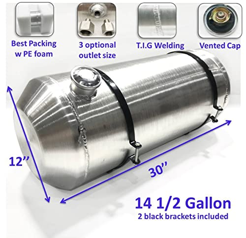 JSD 14.5 Gallons 12"x30" Aluminum Spun Round Gas Tank Fuel Cell Tank End Fill 3/8" NPT Outlet -Off-road, mini bike,go kart - size: 12" x 30"