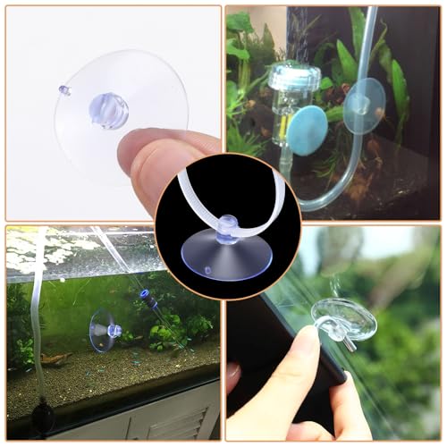 60 Pcs Aquarium Suction Cups with 60 Pcs Adjustable Zip Ties Set, Small Suction Cups for Aquarium Plant Holder Fish Tank Plants Kitchen Christmas Hanging Organization