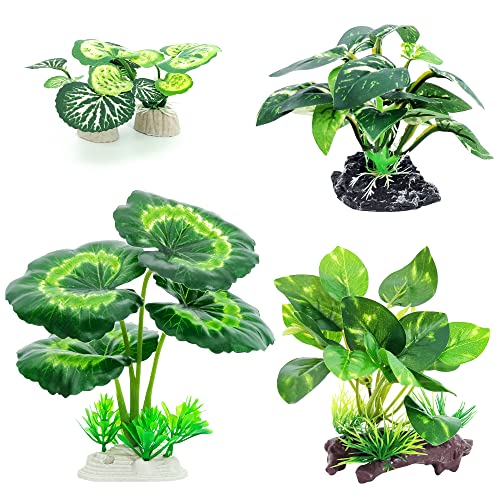 5Pack Tall Aquarium Plants - Reptile Habitat Plants Realistic Silk Fake Betta Fish Tank Decor for Terrarium Aquascaping - color: B-5pcs Set/Green