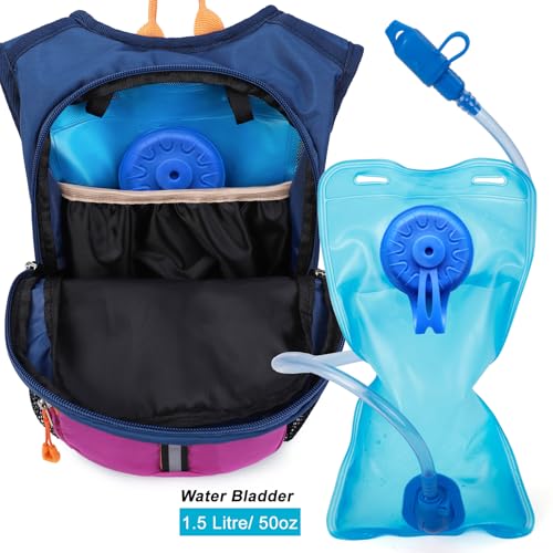 Ivygreen Kids Hydration Backpack, Hiking Backpack for Boys or Girls with 1.5L Water Bladder - color: Purple, size: Small