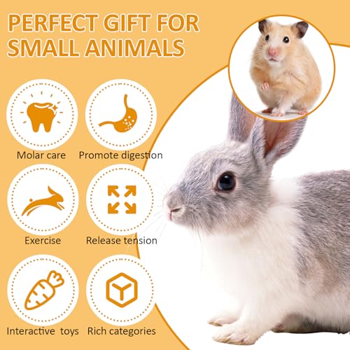VESPRO 30PCS Guinea Pig Hay Food Natural Rabbit Chew Toys for Teeth，Hamster Toys, Bunny Chew Toys Timothy Hay Treats for Rabbits Chinchillas Rats, Small Animals Teeth Grinding - size: 1 Count (Pack of 30)