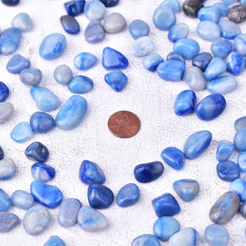 Polished Blue Aventurine Crystals - 72 Pcs, 0.5" 10 oz Handpicked Natural Tumbled Gemstones Rocks, Pebbles for Reiki, Chakra, Healing Home Decor - color: Blue Aventurine, size: 0.5"
