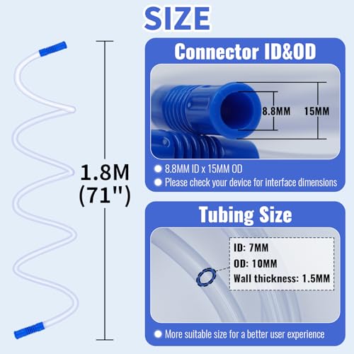 3 PCS 71" Suction Tubing Hoses Extended Suction Connection Tube, Flexible & Portable Hoses Vacuum Fits Various Devices