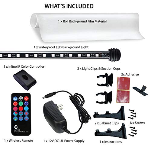 CURRENT USA 72" Serene Aquarium LED Background Light Kit | Fish Tank Lighting Backdrop Decoration Black 3D 125, 150, 180 Gallon Tank (3154) - size: 72"