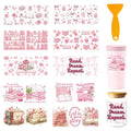 14 Pcs Reading UV DTF Cup Wraps for 16OZ Glass, 4.3 x 9.4 Inch Pink Reading Book Lover UV DTF Transfer Stickers Waterproof Rub on Transfer Decals for Glass Bottle Vase Furniture Crafts - style: Pink Reading