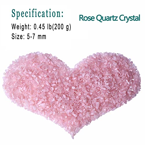 MAIBAOTA Natural Rose Quartz Crystal Quartz Rocks Chips Vase Filler Rocks for Succulent Plant Small Fish Tank Aquarium Gravel Decorative Pebbles Stones(200 gram) - color: Pink-rose Quartz, size: 0.45 Pound