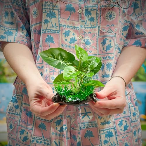 CTWPets Betta Driftwood Decor – Soft Silk Aquarium Plant for Betta Fish, Shrimp, and Tropical Tanks – Safe, Vibrant Aquascape Decoration (Heartleaf) - color: Heartleaf