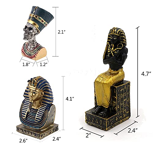Ancient Egypt Pharaoh Aquarium Fish Tank Decorations Decor (Set of 3) Sphinx Mummy Priest Skull Statue Sculpture Reptile Turtle Lizard Spider Tanks Terrarium Décor Ornament Pet - color: Ancient Egypt B