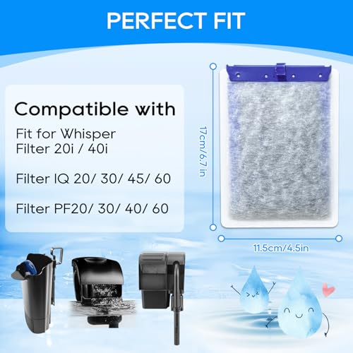 Large Aquarium Filter Cartridges Compatible with Tetra Whisper Bio Bag for Aquariums, Fish Tank Filter Large Fit for Tetra Whisper Filter 20i 40i/ IQ 20 30 45 60/ PF20 30 40 60, 8PCS Filters - size: Large,8 Pack