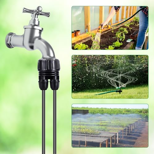 3/4'' to1/4'' Irrigation Hose Adapter, Drip Line to Faucet 3/4"Faucet Adapter to1/4" Irrigation tubing Drip Irrigation Hose Adapters, Garden Hose to 1/4 Tubing Adapter for Irrigation System - size: 2 Way Hose 3/4" to 1/2"