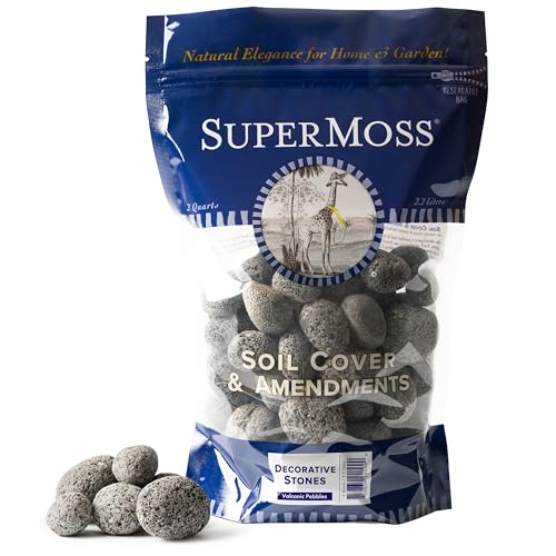 SuperMoss (24099) Volcanic Pebbles – Natural Lava Rocks for Fire Pits, Gas Fireplaces, Aquariums, Terrariums, Sauna, Succulent Soil, Landscaping & Décor, 2 Quart Bag, Natural