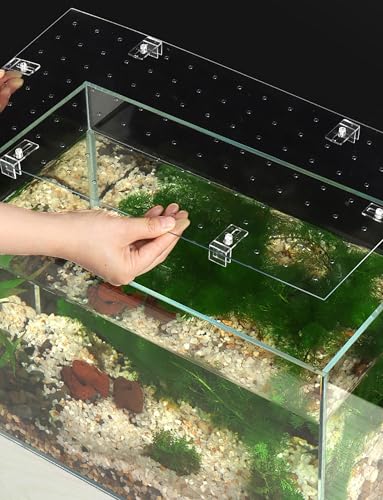 Escape-Proof Transparent Fish Tank Lid - Anti-Jump Cover for Fish Bowls & Tanks, Durable PC Plastic, 30x30cm/11.8x11.8in, Ideal for Betta & Small Fish