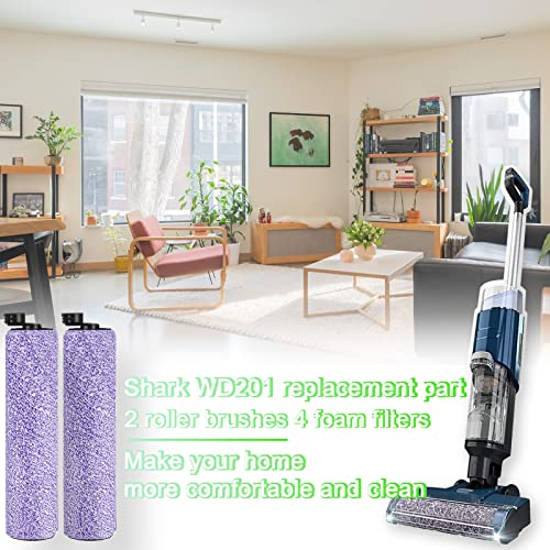 Hydrovac Replacement Brushroll & Filte for Shark WD101 WD201 WD100 WD200 AW201 WD200C WD201C WD101C AW261 wd160 HydroVac XL 3-in-1 vacuum cleaner, compare parts WDB1, WDB2, WDFF1, WDFF2, WDB1F2 - color: Wd201(2+4)