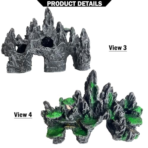 Aquarium Decor Large N Tall Fish Tank Rock Decor with Mountain View Ornaments,Tree House,Cave,Extra Large Fish Tank Decorations