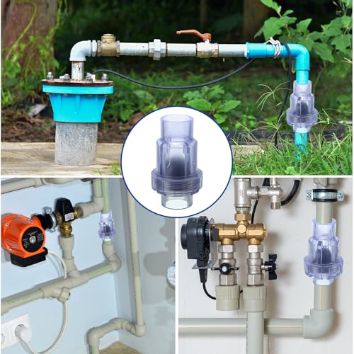 uxcell UPVC Check Valve, 40mm ID Single Union Check Valve Fit 1 1/4" OD Pipe DN32 Slip Swing No-return Valve for Backflow Prevention, Clear - size: 1 1/4"
