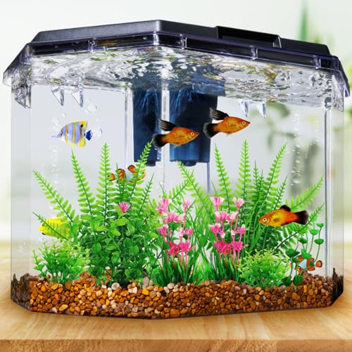 QUOZUO Aquarium Decor, 10pcs Fish Tank Decorations Aquarium Plants, Green Fish Tank Accessories, Mini Fish Tank Plants Plastic Decoration for Aquariums