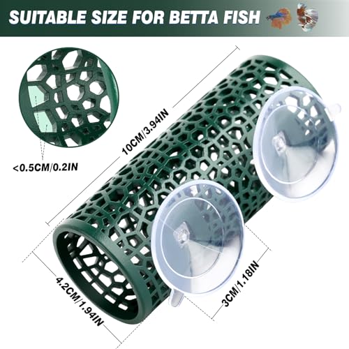 Abizoo Betta Toys - Dark Green Hollow Betta Fish Tunnel & Reptile Hide - Safe Enrichment Aquarium Decor - color: Dark Green