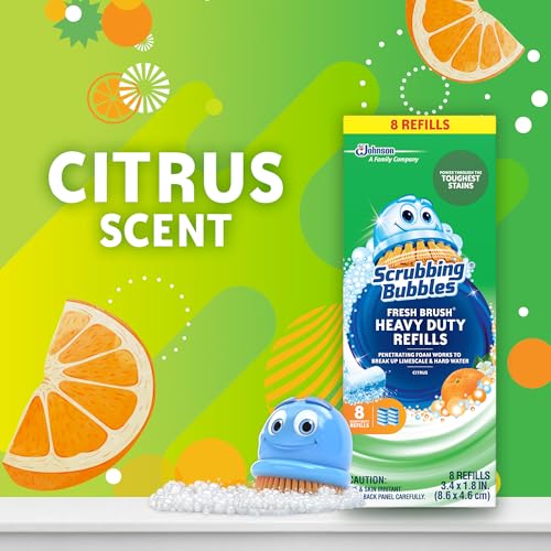 Scrubbing Bubbles Toilet Bowl Wand Cleaner Refills, Fresh Brush Heavy Duty Cleaner Toilet Refill Pads, Removes Limescale & Odors, Citrus Scent, 8 Count (Pack of 1) - size: 8 Count (Pack of 1)