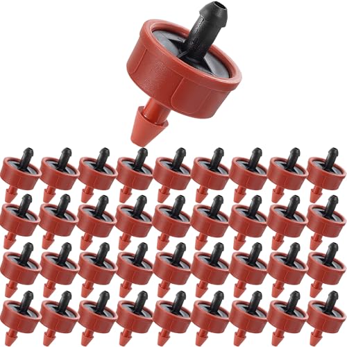 200Pcs 1 GPH Pressure Compensating Irrigation Spot Drippers,Constant Flow Barb Outlet Watering Dripper Emitters Heads Parts for 1/4 Inch Watering Tubing Line for Garden Pots Plant Irrigation Systems - color: 1 GPH 200PCS
