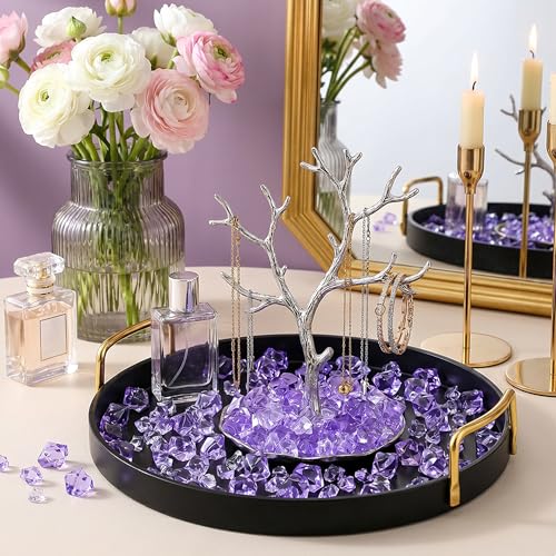 700 Pcs Purple Fake Ice Rocks 5 Sizes Acrylic Plastic Diamonds Crystals Gems Vase Fillers for Wedding Centerpieces DIY Craft Table Scatter Window Display Photography Props Home Decoration - color: Purple