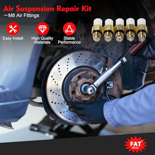 5Pcs Air Suspension Repair Kit M8 Air Valve Compatible with Mercedes-Benz W164 W221 W212 W211 W220 W251 Air Connector Tube Brass Fittings 1643200625 2123200358 2123200325 37126795013