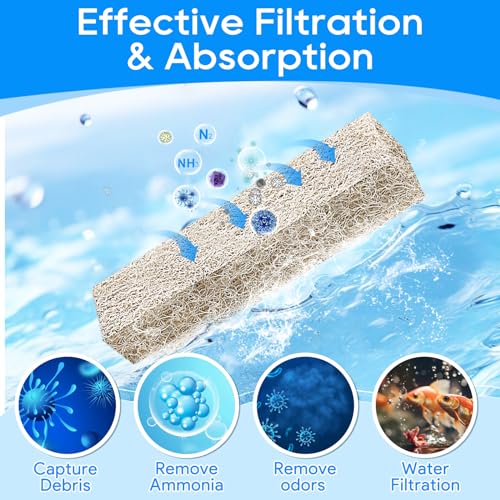 12PCS Ammonia Reducer Filter Pads Compatible with Aqueon Quietflow 20 & 75, Sponge Replacement Filter Cartridges for Aqueon Quietflow LED PRO Aquarium Fish Tank Power Filter