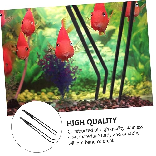 Yardwe Aquarium Scissor Tweezers Tongs Set 2pcs Cleaning Tools for Aquatic Plants Fish Tank Safe Stainless Steel Material