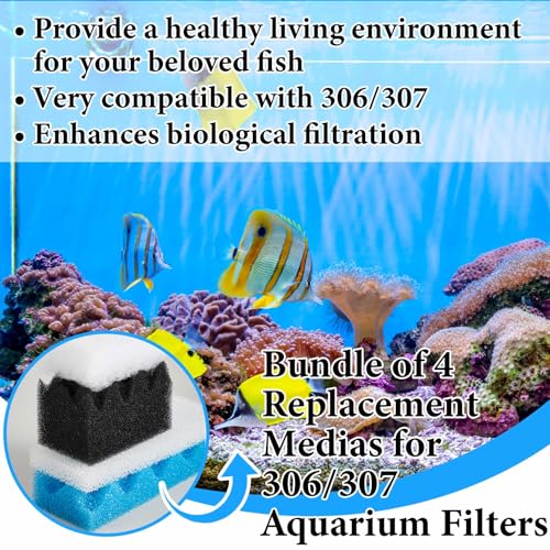 Threlaco 74 Pcs Filter Media Compatible with Fluval 306/307, Aquarium Replacement Media Kit, Foam, Activated Carbon, Nitrite/Phosphate/Ammonia Remover, Towel, Grease, Mesh Bags - style: 306/307