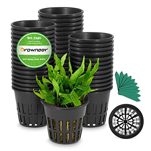 GROWNEER Net Pot 50 Pcs 3 Inch Garden Slotted Mesh Net Cups, Heavy Duty Hydroponic Pots Supplies with 50Pcs Plant Labels, Aquaponics Planting Growing Basket for Indoor Outdoor - size: 3 Inches, style: 50 PCS