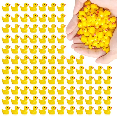 Arcimatto 240 Pack Mini Ducks Tiny Resin Duck Bulk, Decor Duck Figures for Miniature Dollhouse Decor Garden Aquarium Potted Ornament, DIY Charm Crafts Hide and Seek Prank Party Favor Toys Gag Gifts - style: Yellow Ducks