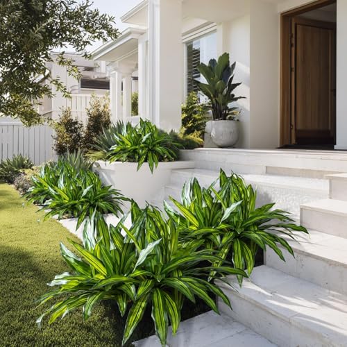 4 Pcs Artificial Greenery Stems Dracaena Faux Branches Artificial Plants Realistic Fake Dracaena Greenery Realistic Plants for Indoor Outdoor Porch Patio Home Office Living Room Decor (Light Green) - color: Light Green