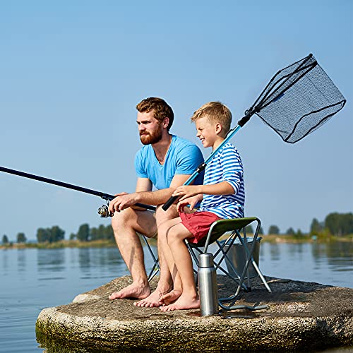 SAN LIKE Fishing Net Fish Landing Net Collapsible Fish Net with Anti-Slip Telescoping Rubber Pole Handle for Kids Adults in Saltwater Freshwater Multi-Size Extending to 37/42/43/51/69/71/89/98inch - color: Aluminum pole,length 30" to 37"