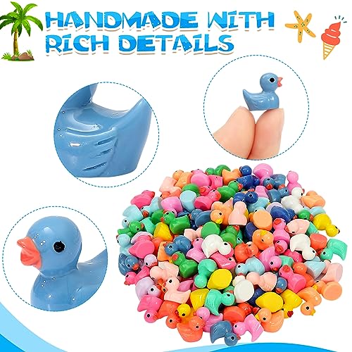 GADIEDIE 260Pcs Mini Resin Ducks,Miniature Figures Fairy Garden Duck,Tiny Resin Duck for Home Hide Prank Game Dollhouse Decor Aquarium Potted Miniature Landscape Ornament - style: Mini Multicolor 260PCS