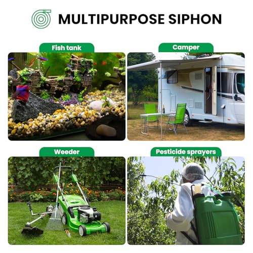 Gas Siphon Hose Pump, Shaker Siphon 10FT Tube Hose, Self Priming Syphon Hose 10 Feet -1/2" Value, for Gas/Fuel/Water Transfer,Use for Cars, Boats, Mowers (2PACK) - size: 10ft hose