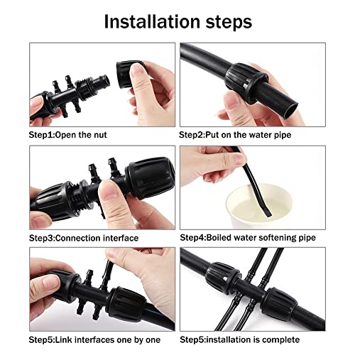 Barbed Tee Irrigation Fittings 1/2 Inch to 1/4 Inch Drip-proof Fitting for Irrigation Pipe (1/2'' ID x 0.60''-0.63'' OD) 6-Way-20 PCS - size: 1/2 inch to 1/4 inch Barbed six-way