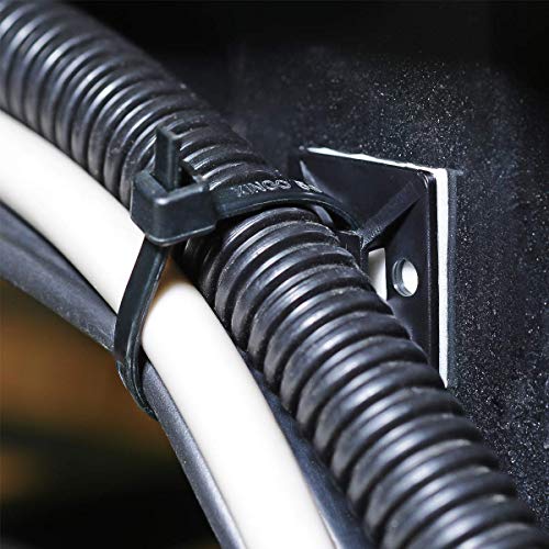 XHF 3/4" Strong Back-Glue Self Adhesive Black Cable Zip Tie Mounts 100pcs with 8" Zip Ties, Screws, UV Protection Outdoor Sticky Wire Fasteners Cable Clips Management Anchors Organizer Holders Squares - color: Black, size: 100 Piece