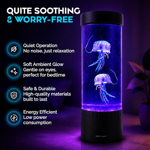 Brewish Jellyfish Lamp,16 Color Changing Mood Lamps, 4 Modes Aquarium Night Light, Artificial Fish Tank with Moving Fish, Sensory Room LED Lights for Autism, ADHD, Excellent Gift
