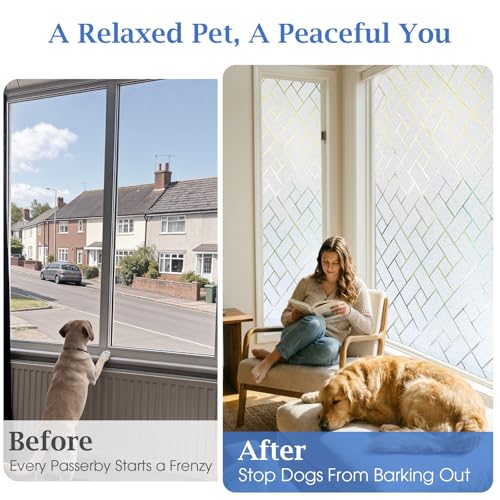 Coavas Frosted Window Privacy Film Static Cling Non-Adhesive for Glass Windows, Heat Control UV Blocking Sun Blocking Anti Glare, Day and Night Bathroom Home Office Cover, 17.5"x78.7" - color: White, size: 17.5 x 78.7 Inch