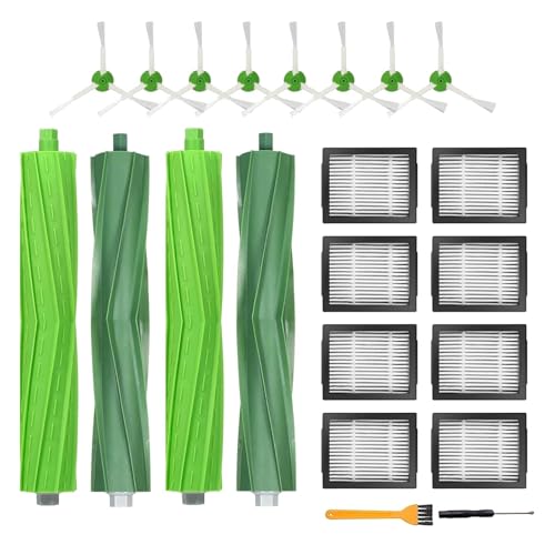 Replacement Kits Accessories for iRobot Roomba i7 i7+ j7 j7+ j8+ i1 i2 i3 i3+ i4 i4+ i6 i6+ i8 i8+ /Plus E5 E6 E7 Vacuum Cleaner, Include Multi-Surface Rubber Brushes, Vacuum Filters and Side Brushes - size: 2+8+8