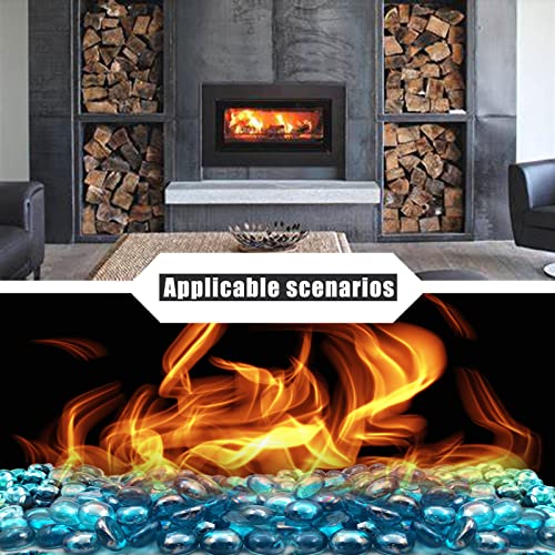 Flat Glass Marbles 1 Pound Vase Filler Fire Pit Glass Pebbles for Indoor Plants, Aquarium Fish Tank Decorations, Home Decor, Fire Pit, Landscaping, Arts Crafts (Ocean Blue)