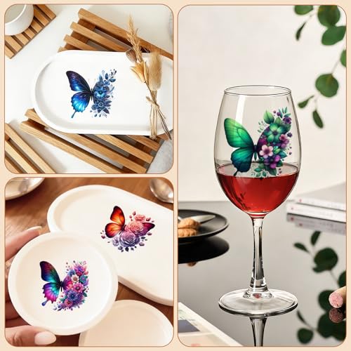UV DTF Cup Wraps, 4 Sheets Watercolor Butterfly Transfer Stickers for 16oz Glass, Rub On Decals for Tumblers and Candlestick - style: Watercolor Butterfly