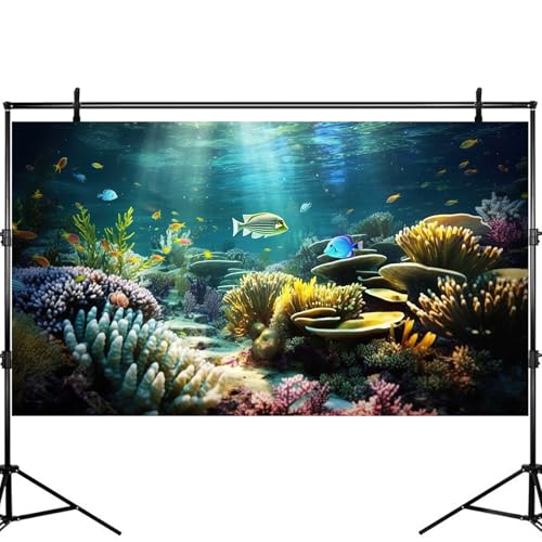 Aquarium Background Ocean Floor Coral Reef Fish Tank Background Under The Sea Aquatic Plants Sunray Terrarium Backgrounds Underwater Deep Ocean Tropical Sea Rock Aquarium Tank Backgrounds 24x12in - color: Brown Green, size: 24(W)x12(H)inches/ 60(W)*30cm(H