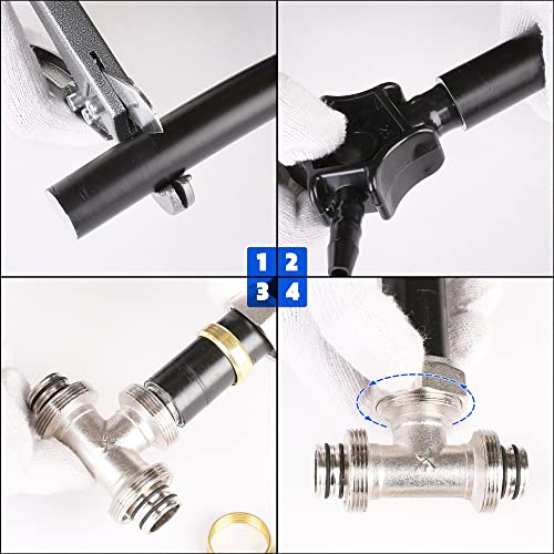 2PCS 3/4’’ Tee Air Piping Fittings, 3/4’’ Tubing x 3/4’’ Tubing x 3/4’’ Tubing, Brass-Nickel Plated, 200PSI Working Pressure, Air Line Fittings for Shop Garage Compressed Air Tube System