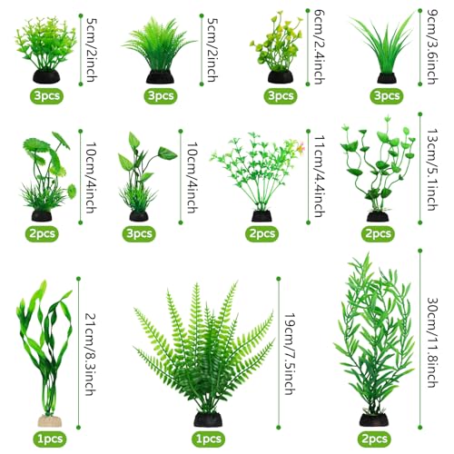 Fish Tank Accessories Aquarium Decorations Green Plants, 25pcs Green Fish Tank Decorations Plant, Aquarium Decor Plastic Plants