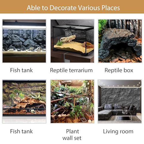 4pcs Rock Terrarium Background,3D Reptile Tank Background Board,Amphibian Stereo Backdrop Wall,Lizard Snake Gecko Spider Chameleon Turtle Fish pet silo Background Decorative Panel - color: Paleyellow-11.8"*8.8"（4pcs）
