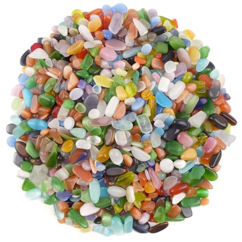 WAYBER Colorful Opal Pebbles, 1 Lb/460g Decorative Crystal Stones Rocks Sea Glass Gravel Sand for Aquarium/Turtle Tank/Succulent Plants/Flowerpot/Vase Decoration - color: Colorful Opal, size: 1 Pound