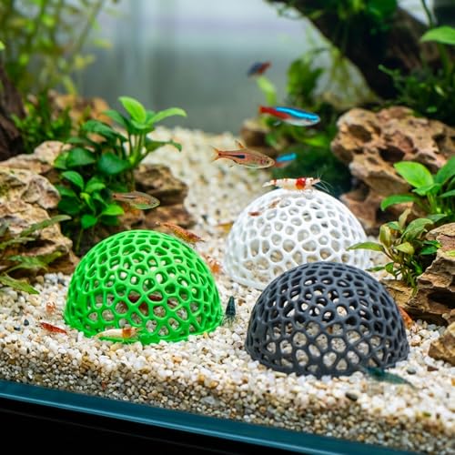 Shrimp Hides for Aquarium, 4-Piece Fish Tank Accessories Set, Aquarium Cave Hideout for Breeding and Shelter, Decorative Fish Tank Decorations with 4.1 Inch Diameter