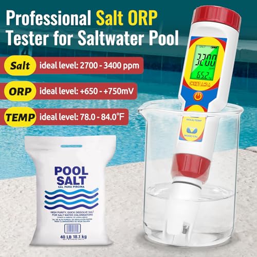 Digital pH and Salinity Meter for Saltwater Aquarium Pool Salt Tester for Swimming Pool 6 in 1 Upgraded pH Salt ORP EC TDS Temp Testing Kit for Reef Aquarium Hydroponics Hot Tub