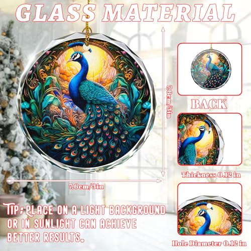 Peacock Stained Glass Ornament - Christmas Tree Decoration, Peacock Ornaments for Exchange - color: Peacock