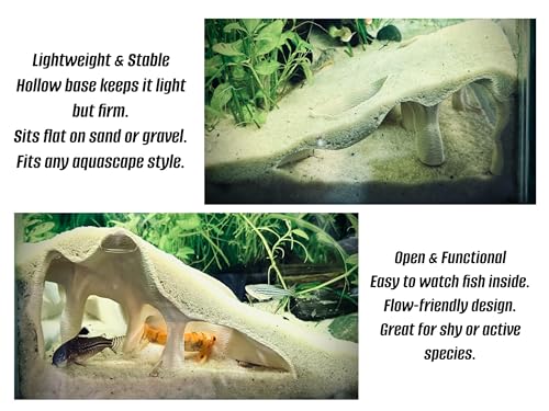 Aquarium & Terrarium Corner Underground Cave – Faux Mangrove Root Hideout for Betta, Corydoras, Shrimp, Geckos & Snakes – Natural-Look Tank Decor in Textured Root Style (Desert Tan, 7.5''x7.5''x4'') - color: Desert Tan